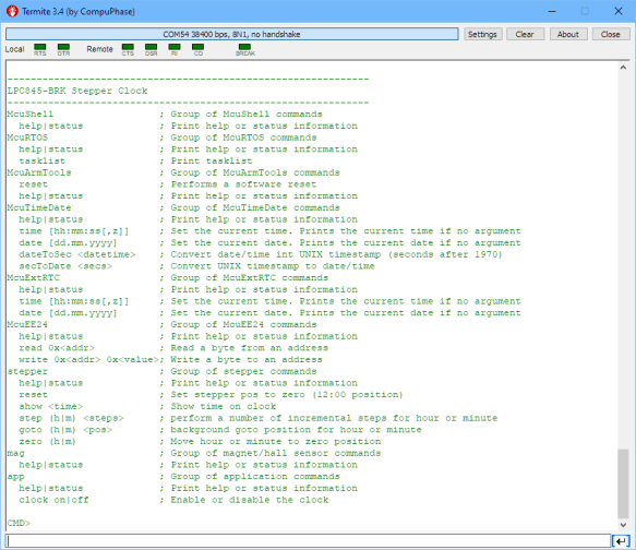 Stepper Clock Commandline Interface