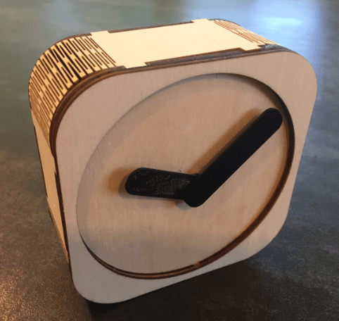 Stepper Clock Wood Black Hands