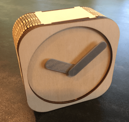 Stepper Clock Wood Silver Hands