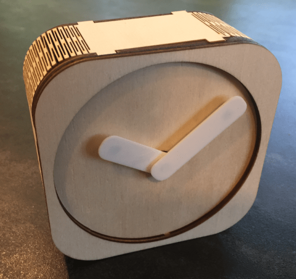 Stepper Clock Wood White Hands