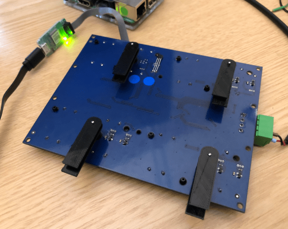 Front of PCB with clock hands