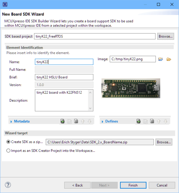 creating custom SDK for board