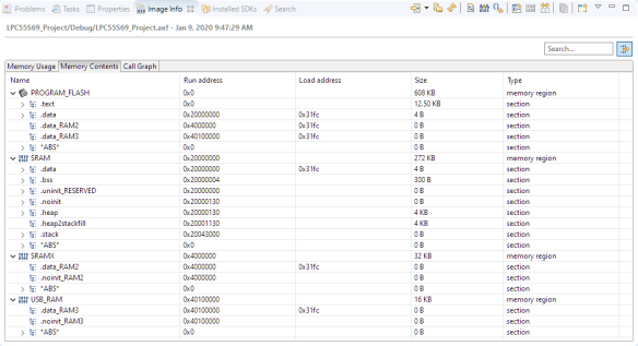 Image Info Plugin in MCUXpresso IDE