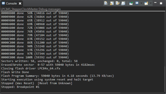 LinkServer Debug Console Output