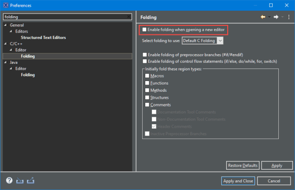 Disable Folding when Enabling a new Editor
