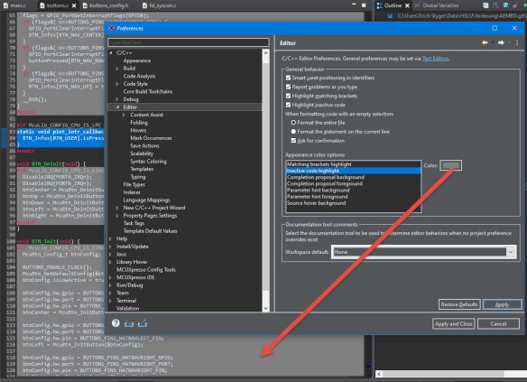 Inactive Code Highlight