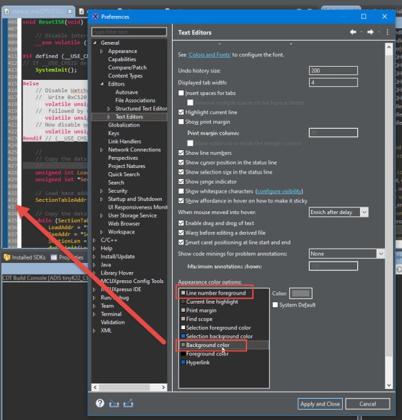 line number background