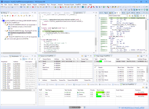 MCUXpresso IDE 10.2.0 running FreeRTOS 10.4.1