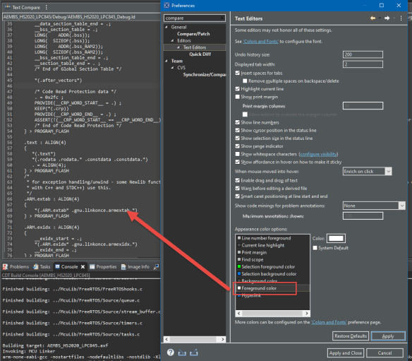 text foreground color