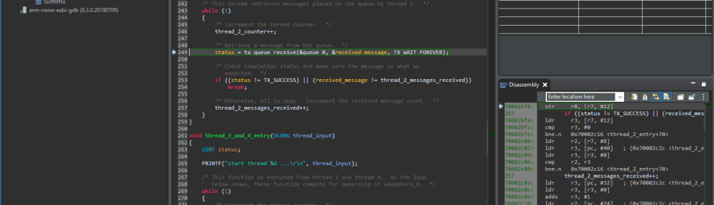 Debugging with ThreadX in MCUXpresso IDE