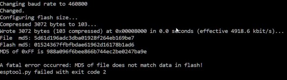 example of failure with 460800 baud