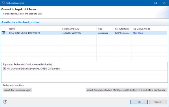 MCU-Link detected by MCUXpresso IDE