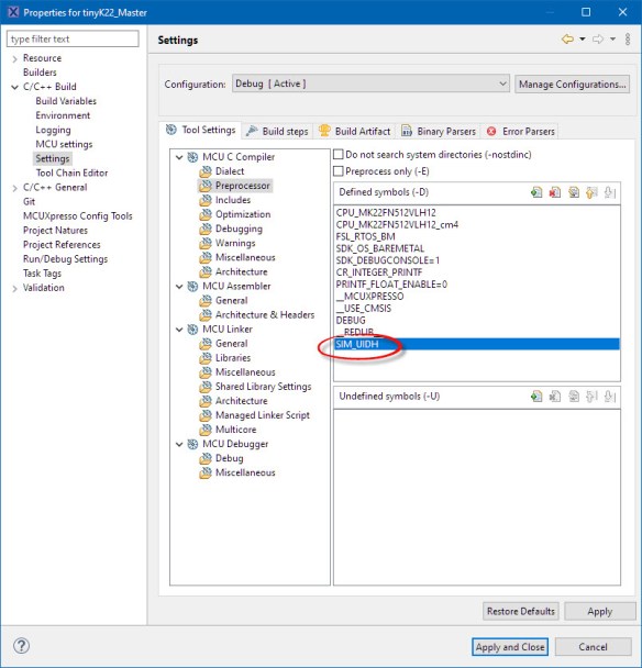 SIM_UIDH defined in compiler settings