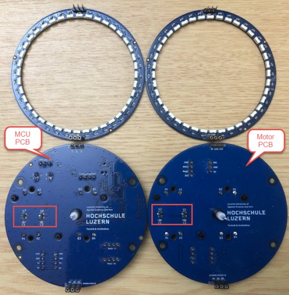 Clock PCBs (Front) with hall sensors
