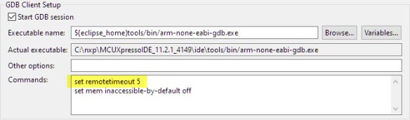 gdb set remotetimeout