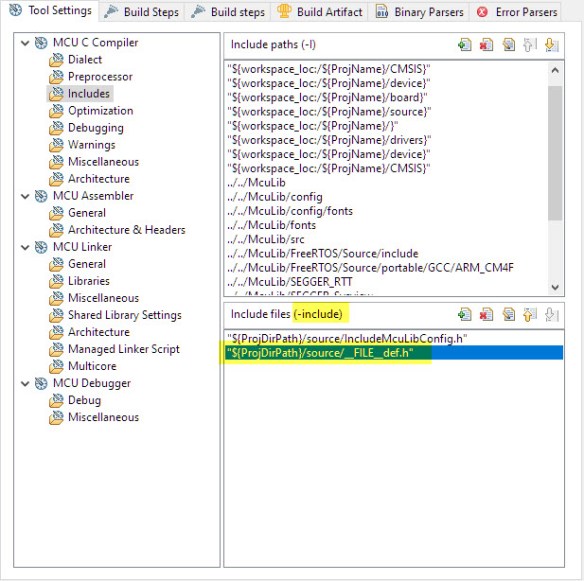 Including the file with -include