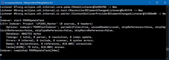 indexer debug output