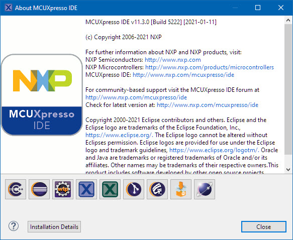 MCUXpresso IDE v11.3.0 (Build 5222)