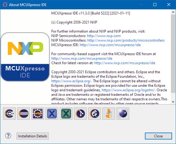 MCUXpresso IDE v11.3.0 (Build 5222)