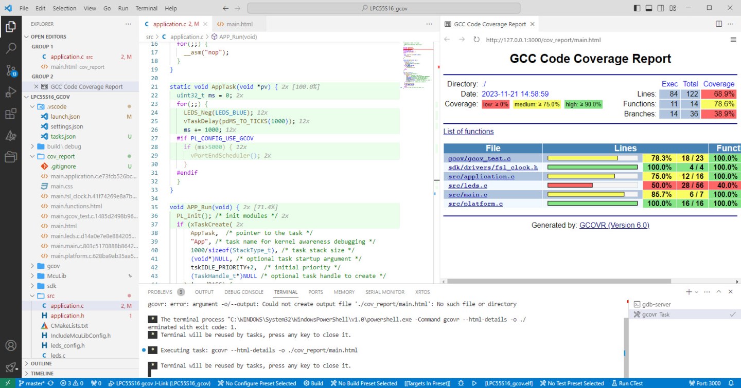 GNU Coverage (gcov) for an Embedded Target with VS Code | MCU on Eclipse