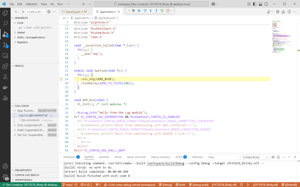 Debugging with J-Link and DevContainer