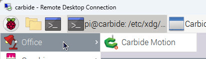 Menu entry to start CarbideMotion on Raspberry Pi