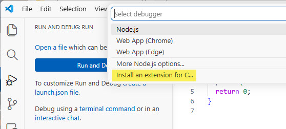 Install an extension for C