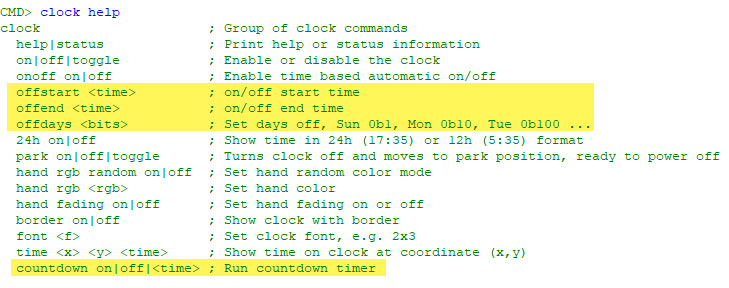 new clock commands