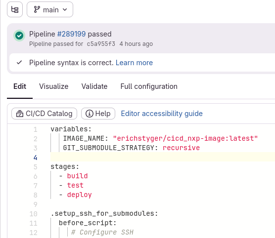 Using image in CI/CD pipeline